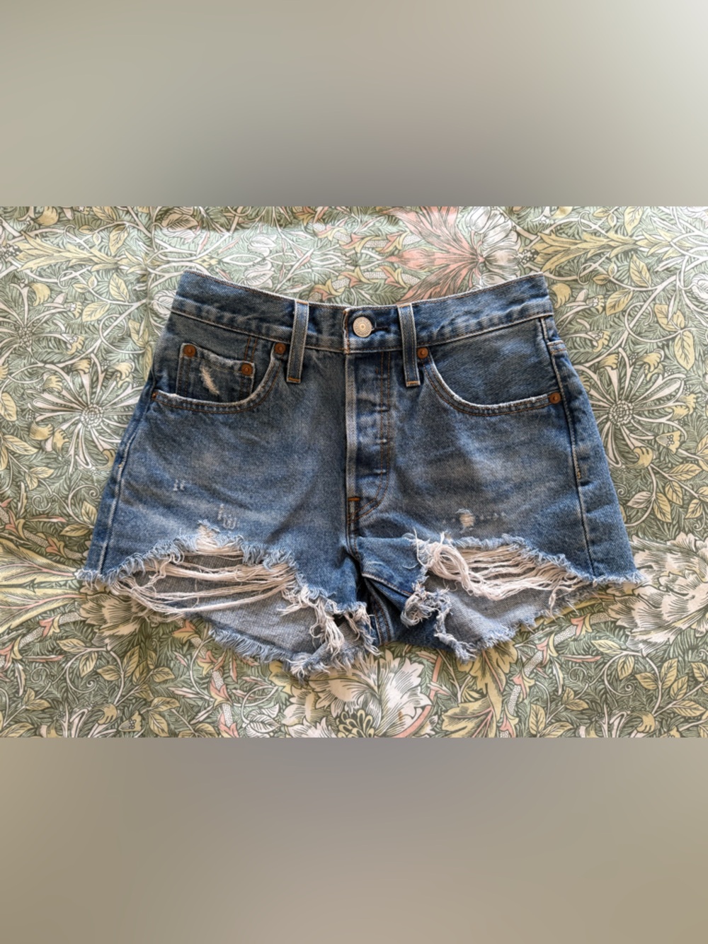 Levi's Distressed Blue Denim Cutoff Shorts